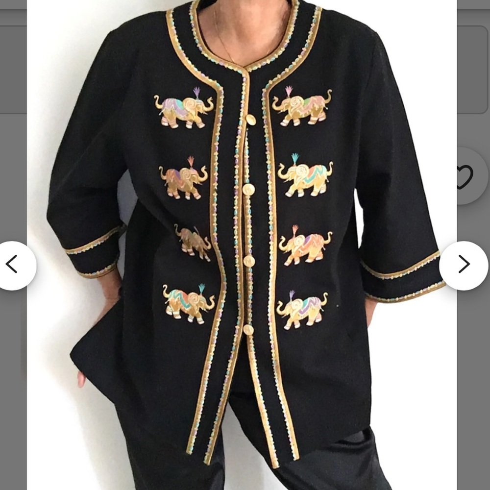 NWT Bob Mackie Wearable Art M Japanese Inspired Embroidered Elephant Jacket